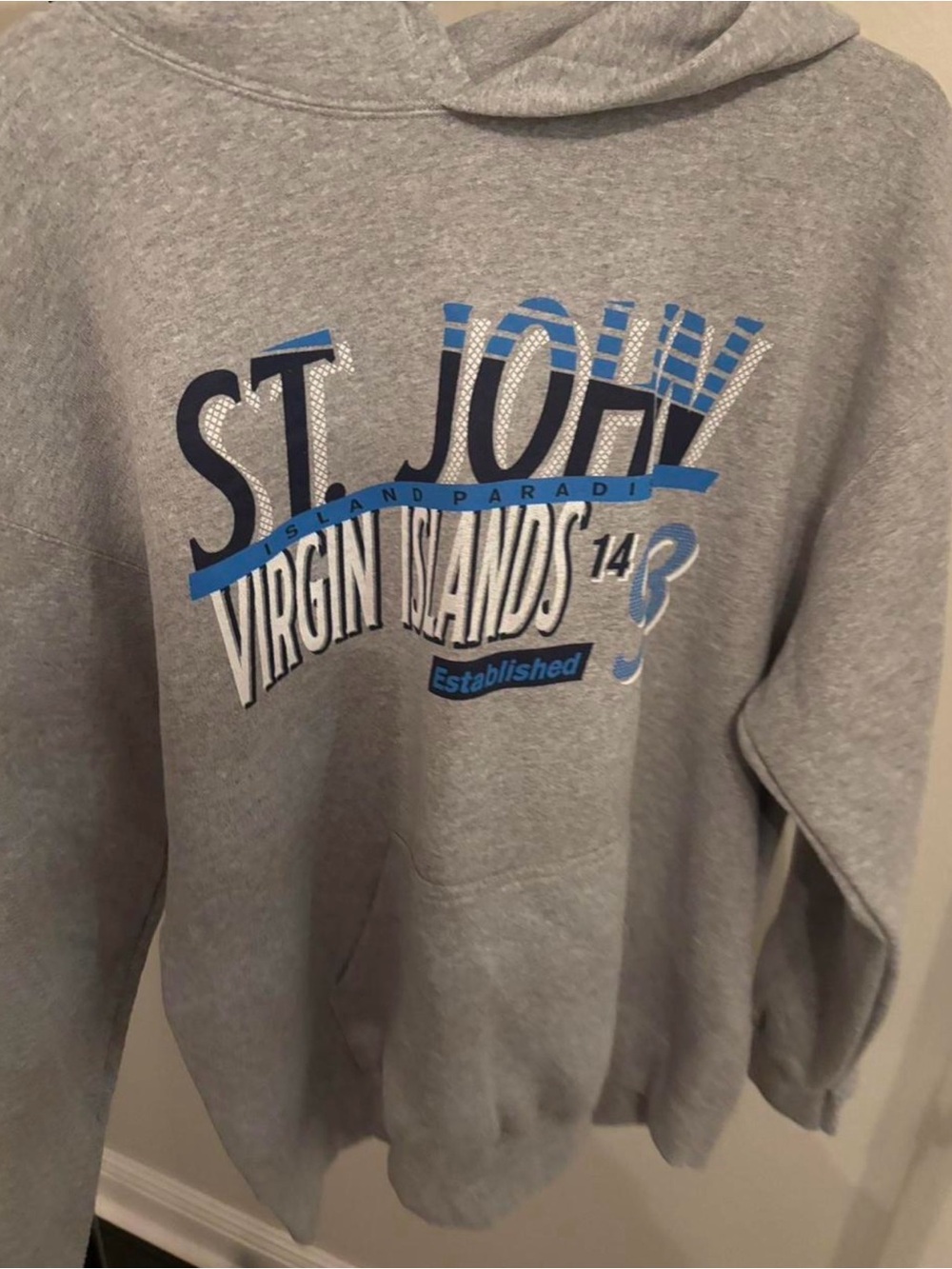 St. John Virgin Islands Gray Graphic Hoodie Sweatshirt